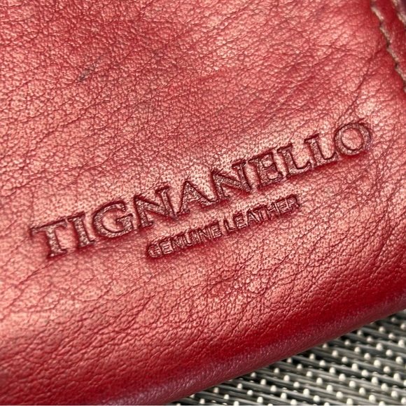 Tignanello Womens Accordion Wallet Purse Genuine Leather Snap Button Closure Red - Picture 8 of 17